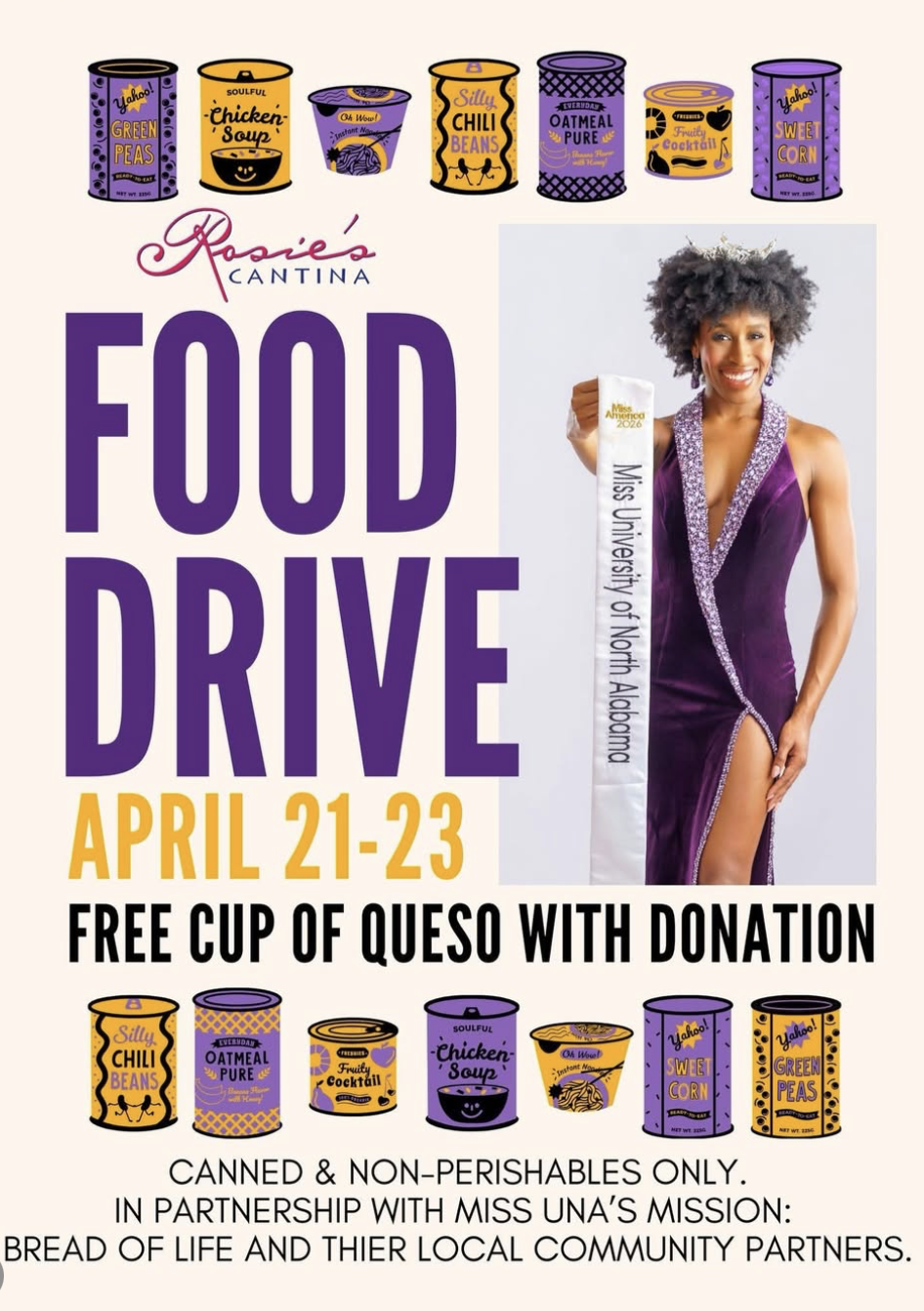 Miss UNA Food Drive @Rosie’s Mexican Cantina